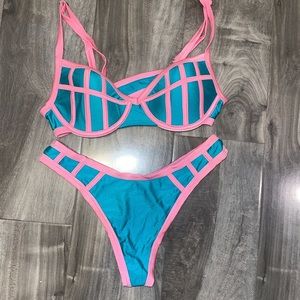 Blue and teal bikini